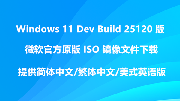 [下载] [简中/繁中/英语] Windows 11 Dev Build 25120官方原版ISO镜像