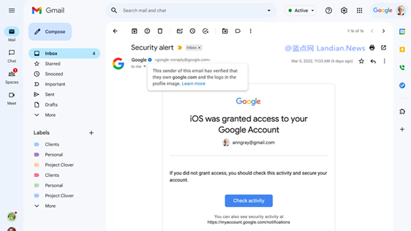 谷歌Gmail也学推特增加蓝色验证徽章 埃隆马斯克：哈哈😂😂