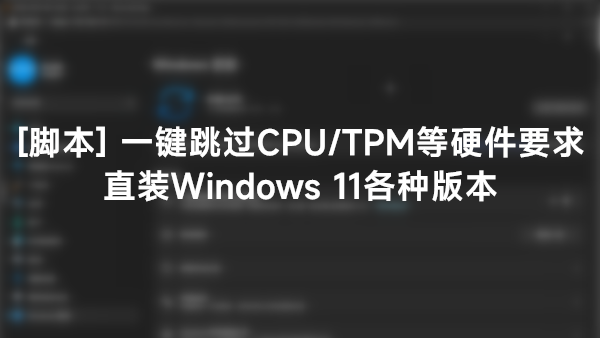 [脚本] 一键跳过CPU/TPM等硬件要求直装Windows 11各种版本