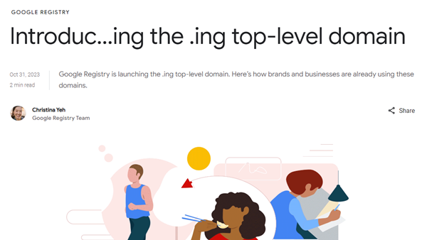 域名爱好者请注意：谷歌注册局推出的.ing域名正在预注册中