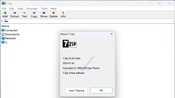 开源压缩管理工具7-Zip 24.02 Beta版发布 RAR字典最高支持64GB