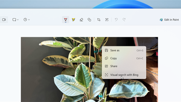 微软在截图工具中增加视觉搜索功能 即截图后可以调用必应搜索图片
