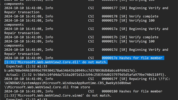 Windows 11 24H2每次使用SFC命令进行检测和扫描时都会提示有损坏的文件