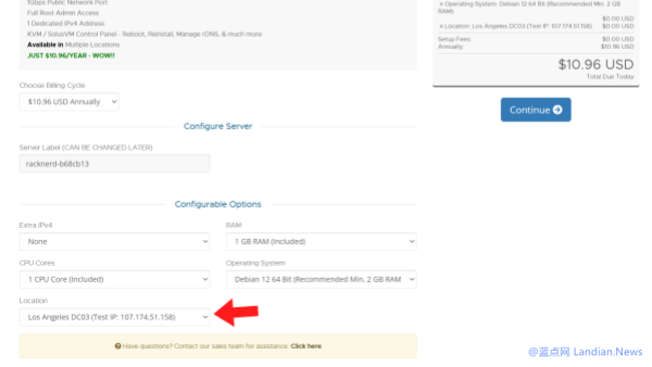 [超低价] RackNerd VPS洛杉矶DC03机房补货 每月2TB流量每年仅需11美元