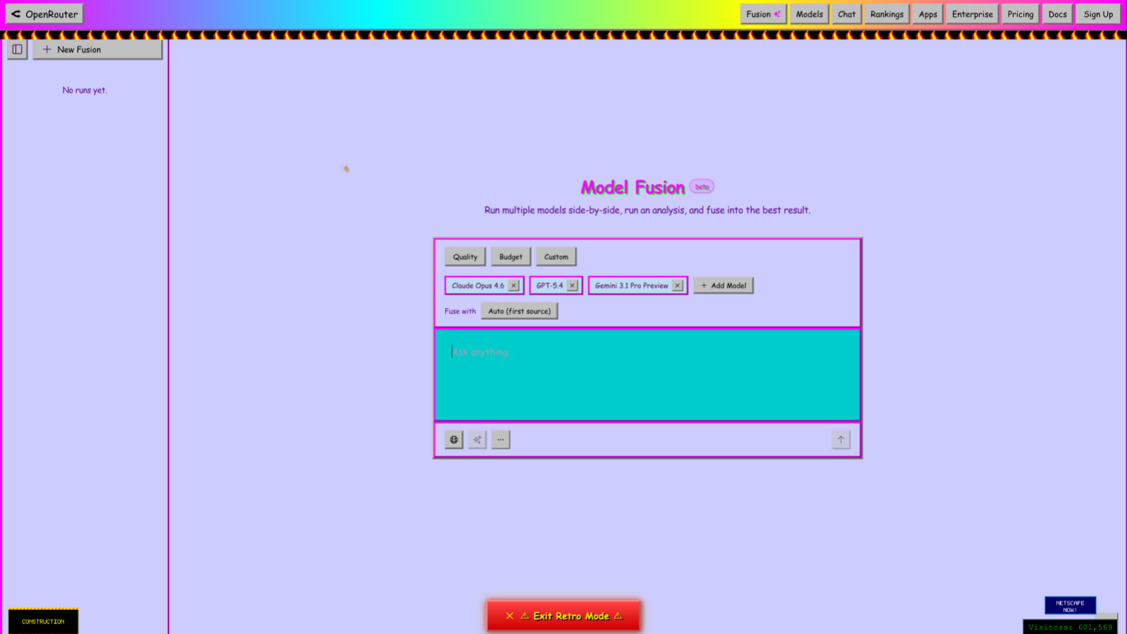 不忍直视：模型聚合网站OpenRouter推出复古风格 按照1999年的画风设计
