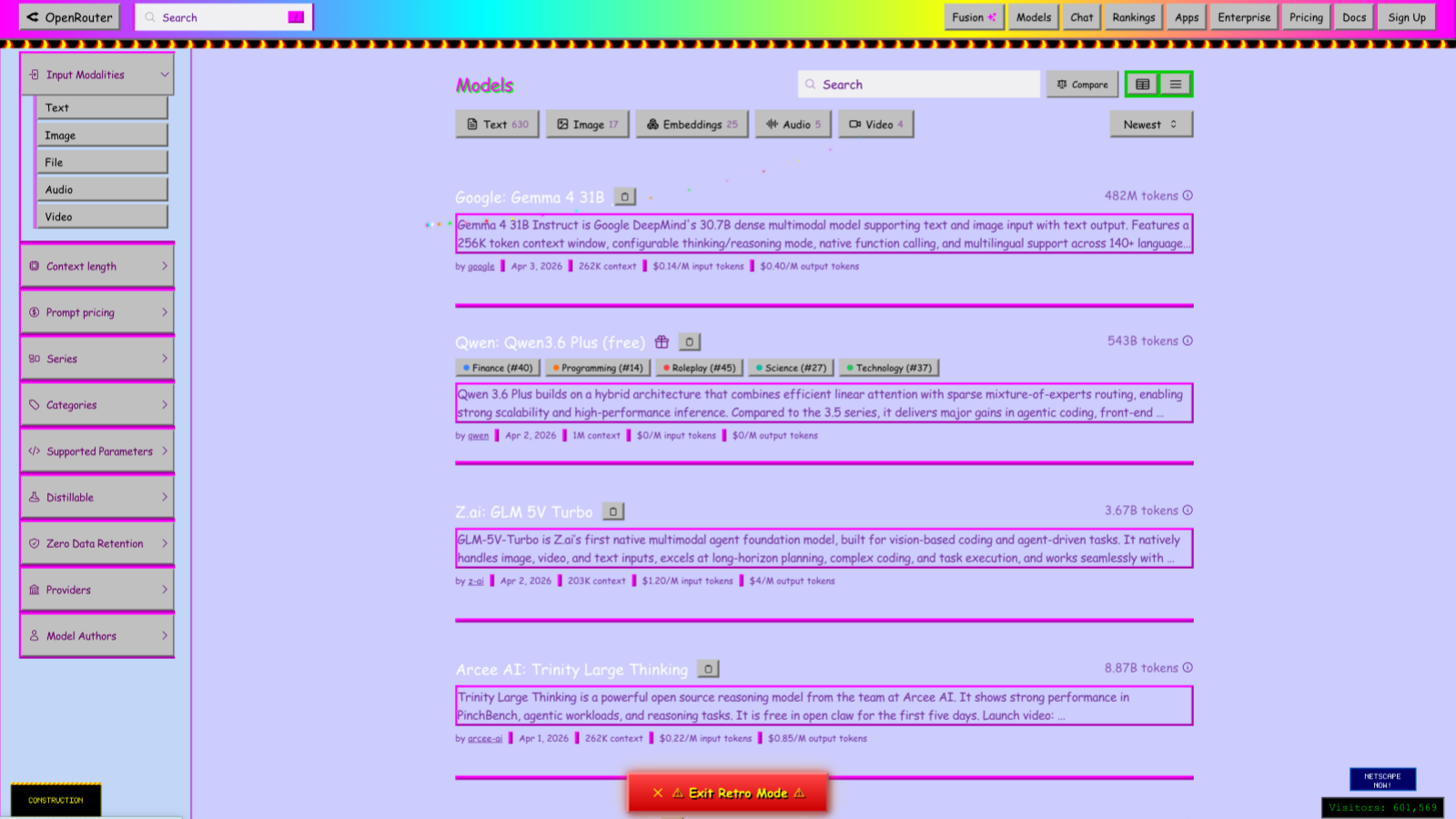 不忍直视：模型聚合网站OpenRouter推出复古风格 按照1999年的画风设计