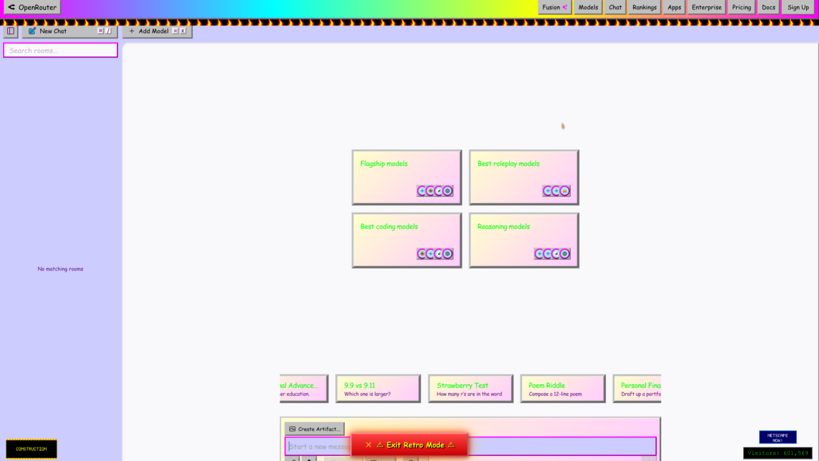 不忍直视：模型聚合网站OpenRouter推出复古风格 按照1999年的画风设计