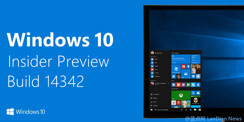 微软向Slow Ring用户推送Windows 10 Build 14342版更新 附镜像下载