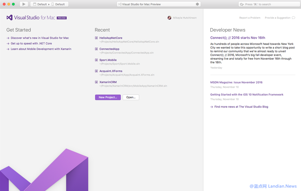 [下载] 微软发布 Visual Studio for Mac 首个预览版