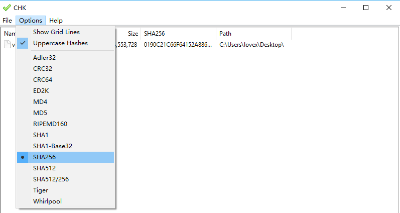 简单实用的文件哈希值校验工具CHK v1.85版下载