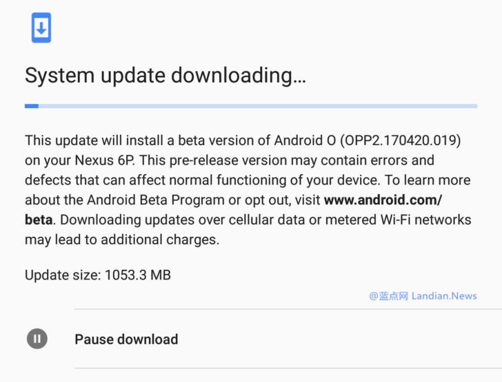 Android O版内置的OTA更新将增添断点续传功能
