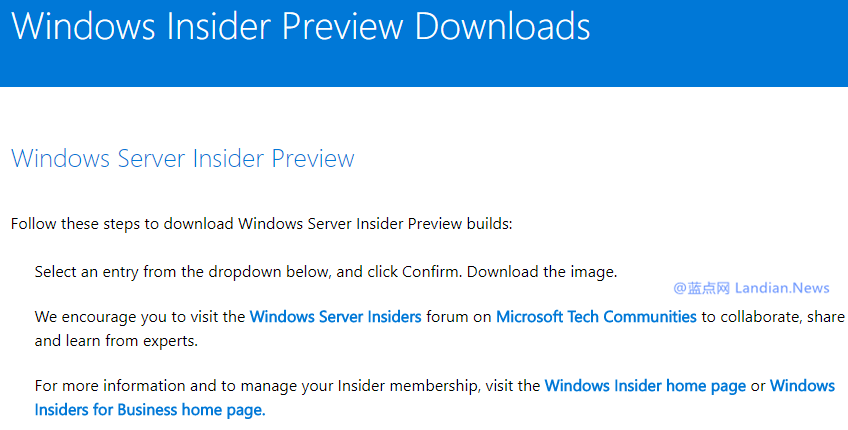 Windows Server Insider 首个测试版本已经发布