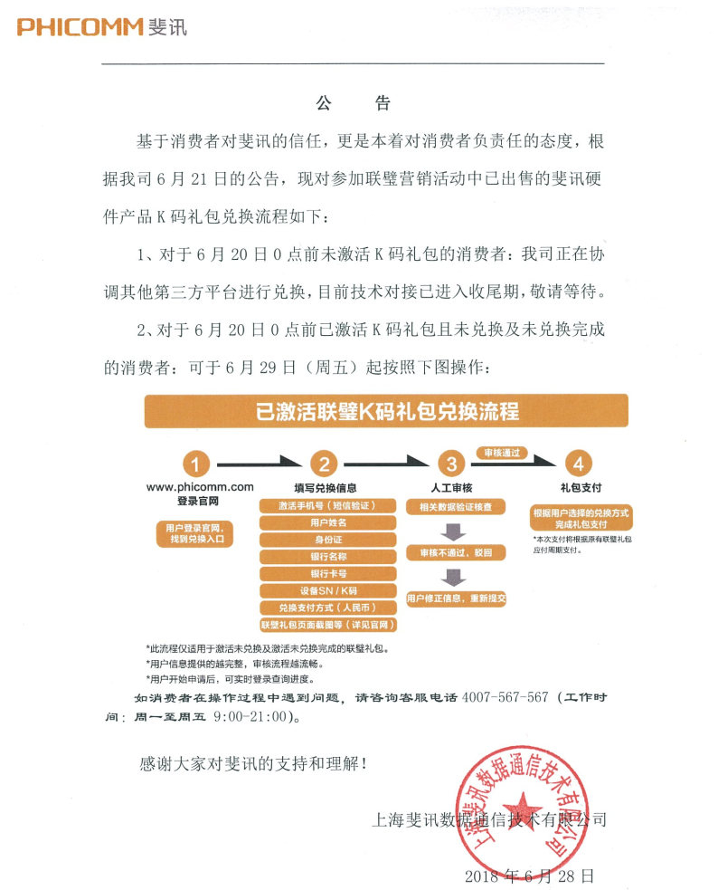 斐讯官网自明天起开始为用户提供联璧礼包资产的兑付
