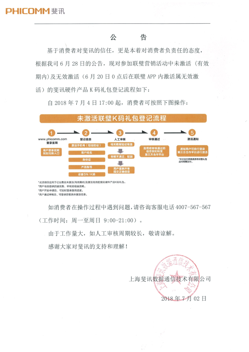 斐讯开始为无效激活和未激活的K码礼包用户提供兑付