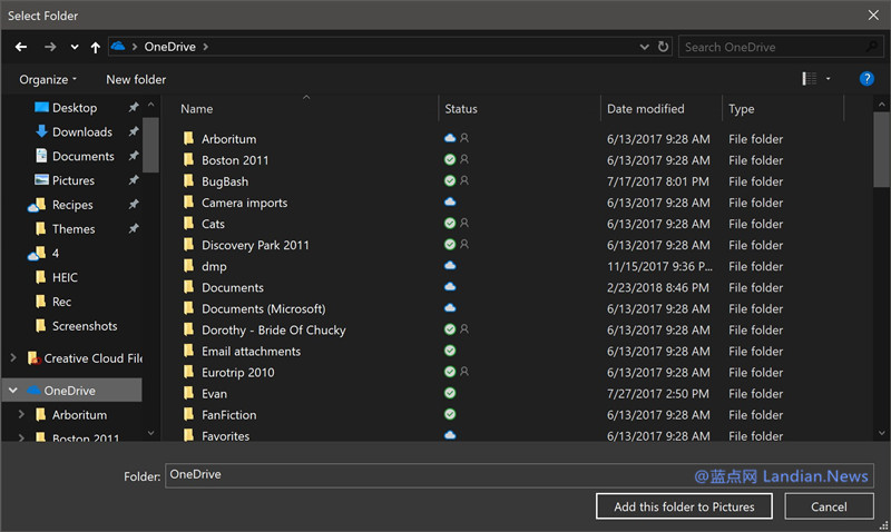 Windows 10资源管理器暗色主题新增对文件选择框支持