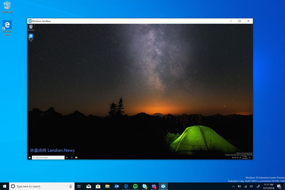微软宣布 Windows 10 具有沙盒特性的轻量级桌面功能