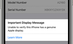 若用户使用未经验证的非原装显示屏 则iPhone 11会在系统里显示警告条