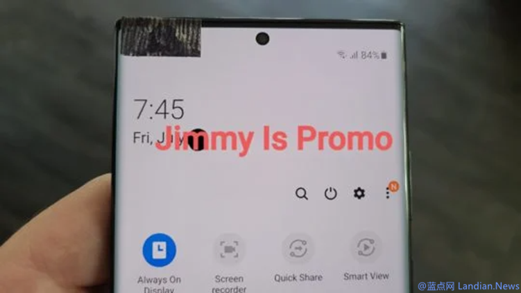 三星Galaxy Note 20 Ultra真机图片泄露:居中前置、显示屏曲率更小