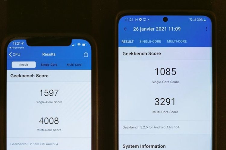 iPhone 12 Pro的A14性能又吊打了S21 Ultra的骁龙888和Exynos 2100