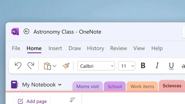 微软发布新版OneNote 使用Windows 11云母材料设计看起来更漂亮了